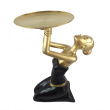 Statue femme agenouillée porte-plateau métal noir et doré 64 cm - 5