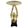Statue femme agenouillée porte-plateau métal noir et doré 64 cm - 6