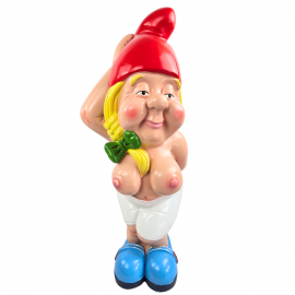 Statue nain de jardin gnomette humour en résine 60 cm