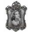 Cadre photo baroque en résine argentée à roses, 27 cm, vue de face - 1