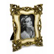 Cadre photo baroque ivoire et doré de 25 cm en résine, bordure patinée et volutes ajourées - 1