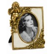 Cadre photo en résine ivoire et doré de 22 cm avec ange lecteur et ouverture ovale - 1