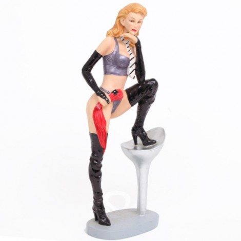 STATUE pin-up blonde au fouet - 35 cm