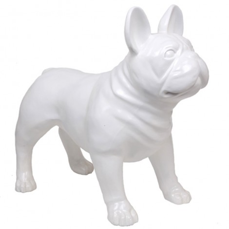 Statue CHIEN bouledogue Français blanc - 90 cm