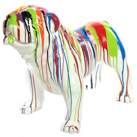 Statue en résine CHIEN bouledogue anglais multicolore - 90 cm