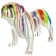 Statue bouledogue anglais en résine multicolore fond blanc 90 cm