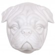 Statue tête de chien BOULEDOGUE anglais en résine blanche - 23 cm