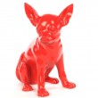 Statue CHIEN chihuahua assis rouge en résine - 38 cm