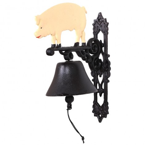 CLOCHE de porte en fonte statue cochon - 37 cm