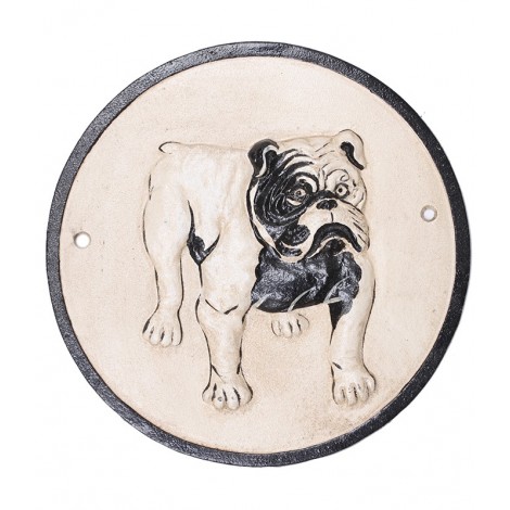 Plaque de garde statue chien BOULEDOGUE Anglais en fonte - 24 cm