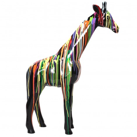 Statue en résine girafe multicolore - 110 cm