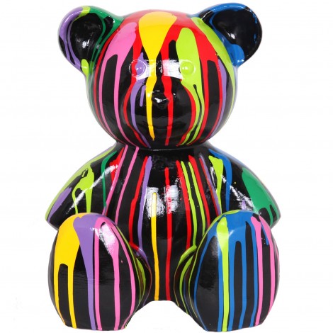 Statue Ours multicolore en résine Loulou - 35 cm