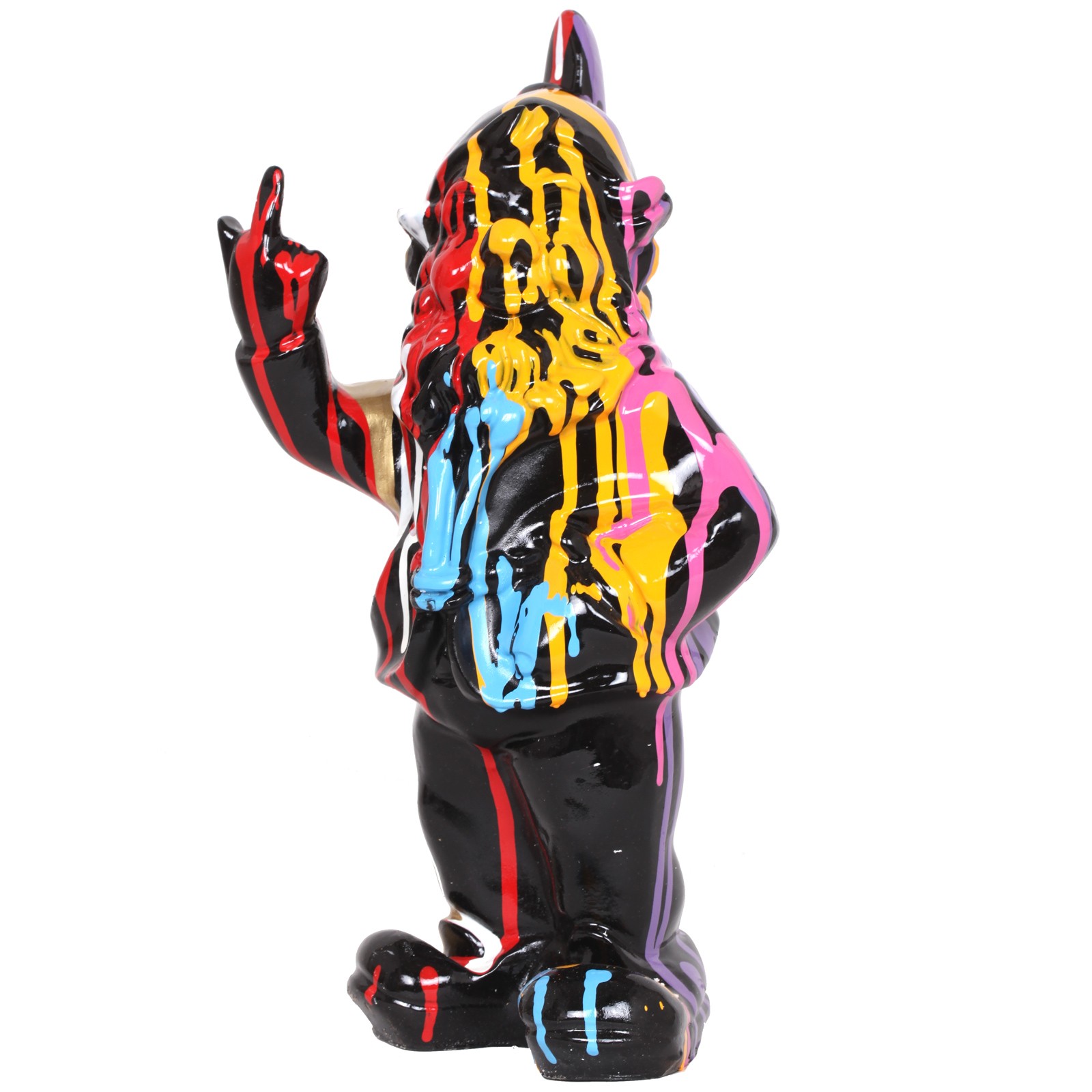 Statue en résine nain de jardin doigt d'honneur multicolore Louis