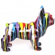 Statue chien en résine bouledogue Français multicolore Martin - 50 cm