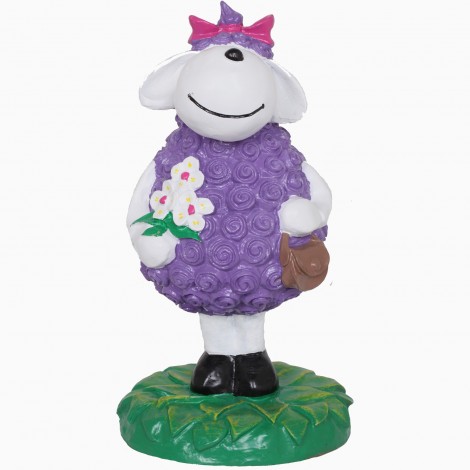 Statue mouton brebis violet en résine - 49 cm