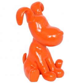 Statue chien Snoopy orange en résine - 28 cm