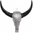 Statue vache taureau résine trophée motif indien argenté 77 cm