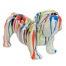 Statue en résine CHIEN bouledogue anglais multicolore - 60 cm