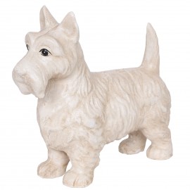 Statue chien Scottish en fonte couleur blanc - 22 cm
