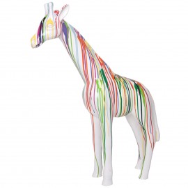 Statue girafe en résine multicolore 110 cm – Déco intérieure ou jardin