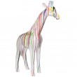 Statue girafe en résine multicolore fond blanc 110 cm