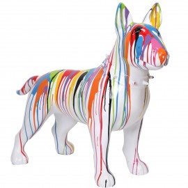 Statue chien bull terrier multicolore en résine (Jules) - 110 cm