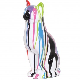 Statue en résine chat multicolore (Jerry) - 40 cm