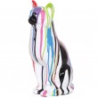 Statue chat en résine multicolore fond blanc 40 cm