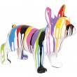 Statue chien en résine bouledogue Français multicolore (Dominique) - 50 cm