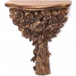 Console d'applique murale étagère dorée en résine bouquet de fleurs patine antique - 40 cm