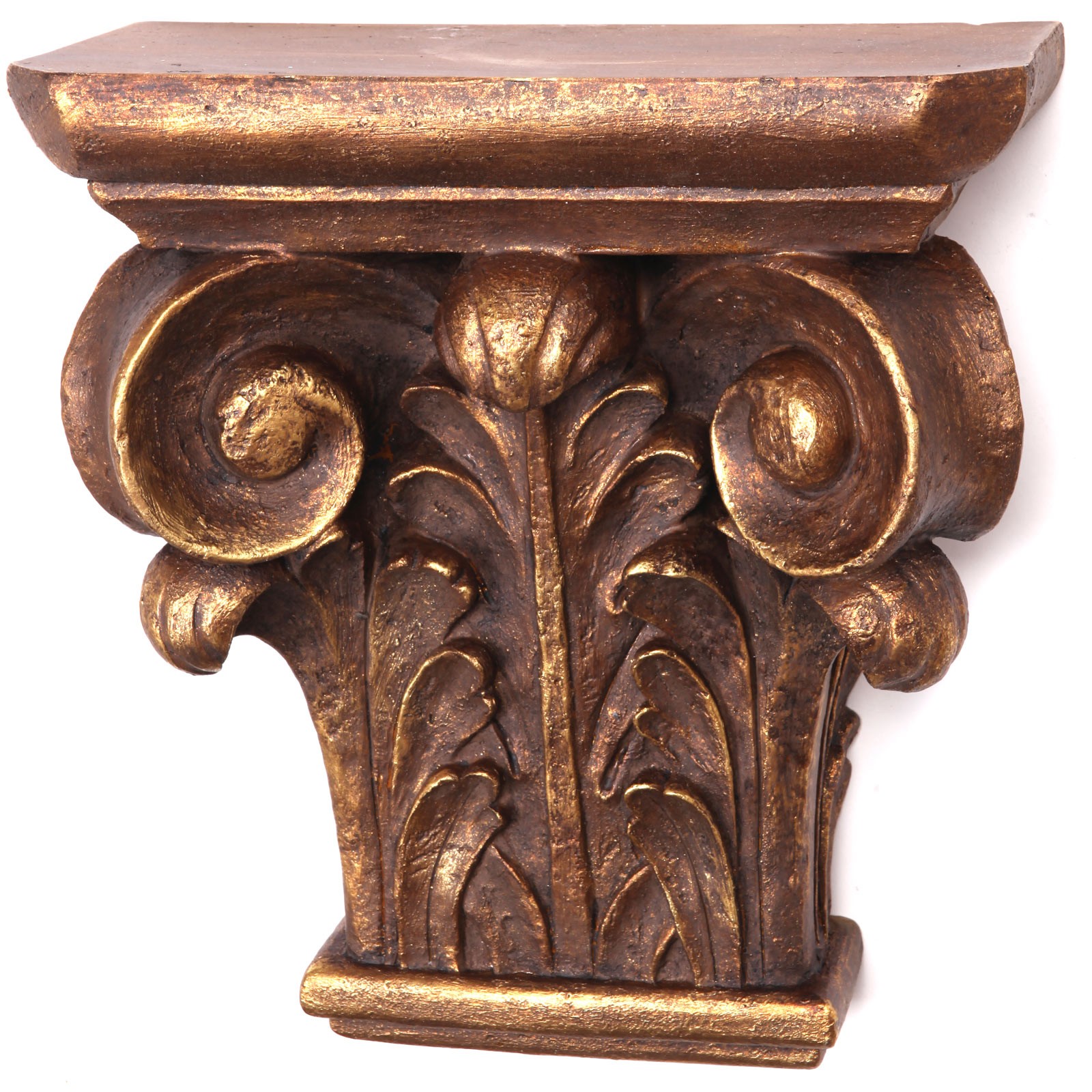 Console d'applique étagère en résine dorée style floral - 46 cm - Maison Console d'applique étagère en résine dorée style floral - 46 cm - Maison