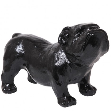 Statue en résine CHIEN bouledogue anglais noir - 60 cm