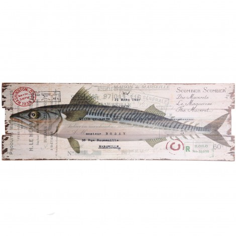 Tableau en bois (poisson maquereau) - 90 cm