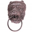 Heurtoir de porte en fonte marron tête de lion - 33 cm