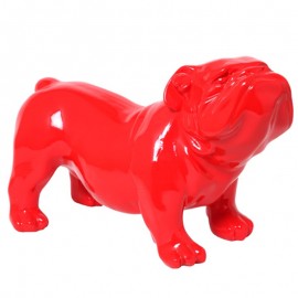 Statue en résine CHIEN bouledogue anglais rouge aspect lisse - 60 cm