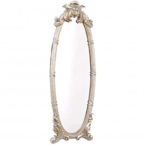 Miroir argenté en résine de style louis XVI - 85 cm