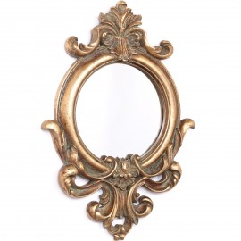 Miroir doré rond en résine de style louis XV - 60 cm