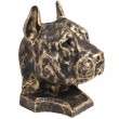 Statue tête de chien en résine pitbull staff américain oreilles coupées - 36 cm
