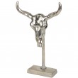 Statue en aluminium tête de taureau sur socle - 37 cm