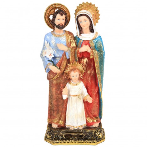 Statue la sainte famille en résine socle doré et marron - 31 cm
