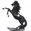 Statue cheval en résine cabré noir et blanc - 90 cm