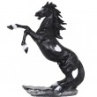 Statue en résine cheval cabré noir et blanc - 90 cm