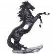 Statue en résine cheval cabré noir et blanc - 90 cm
