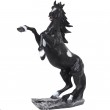 Statue en résine cheval cabré noir et blanc - 90 cm