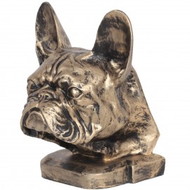 Statue tête de chien bouledogue Français en résine - 37 cm