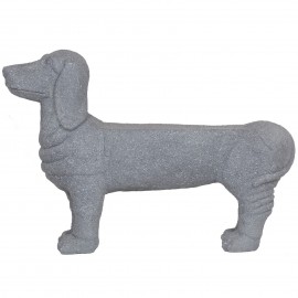 Statue en résine chien porte jardinière couleur pierre - 80 cm