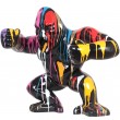 Statue en résine Donkey Kong gorille singe debout multicolore fond noir - 80 cm