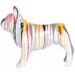 Statue chien bouledogue Français en résine multicolore fond blanc - 90 cm