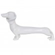 Statue chien teckel blanc en résine - 40 cm