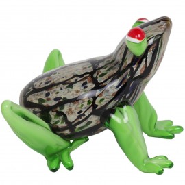 Statue grenouille verte en verre de style Murano - 15.5 cm